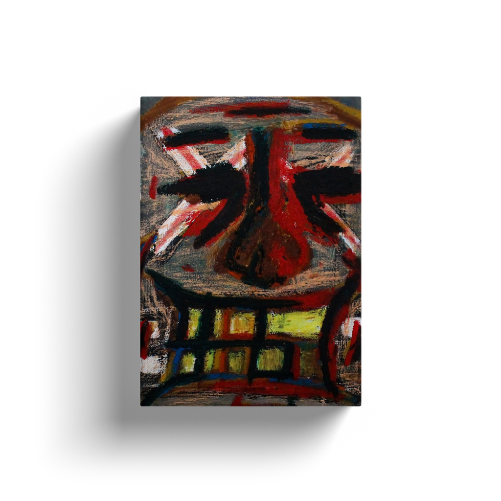 War Paint, original abstract painting by Deego with red, Blue, Silver, Black.