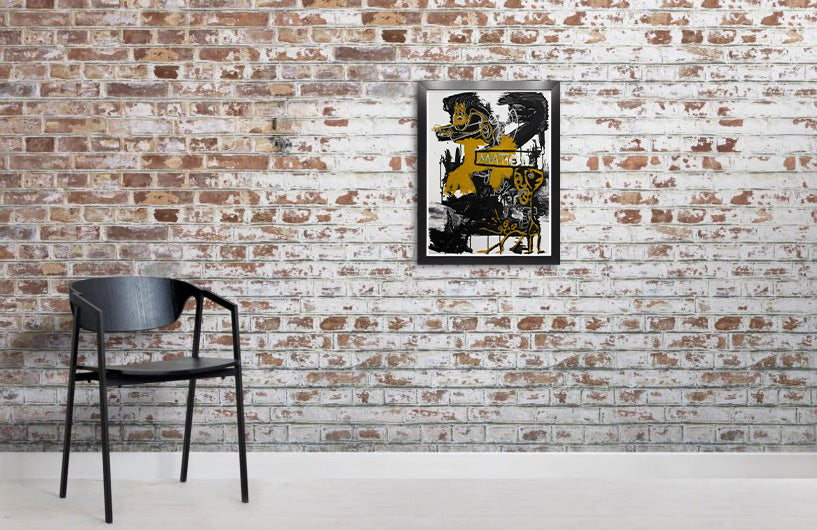 Bootlegged - Acrylic & Oil on Paper Pre-framed - Deego Design