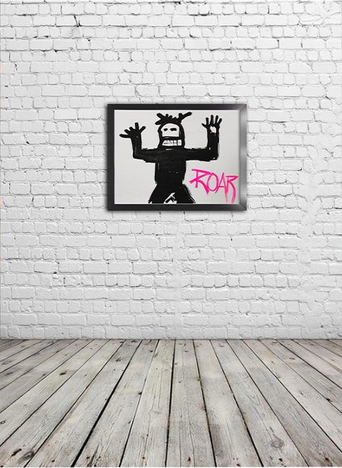 ROAR - Acrylic on Paper Pre-framed - Deego Design