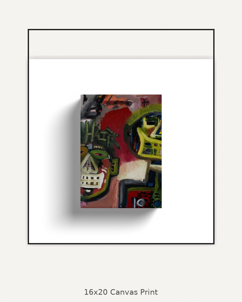 Amor Fraternal, original abstract painting by Deego with Orange, Peach.