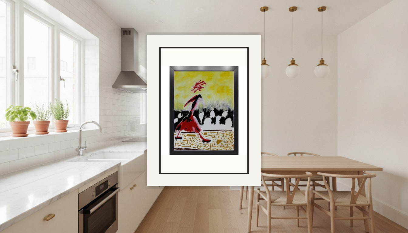 Runway Strut - Oil on Paper Pre-framed - (18x24) Paper Print